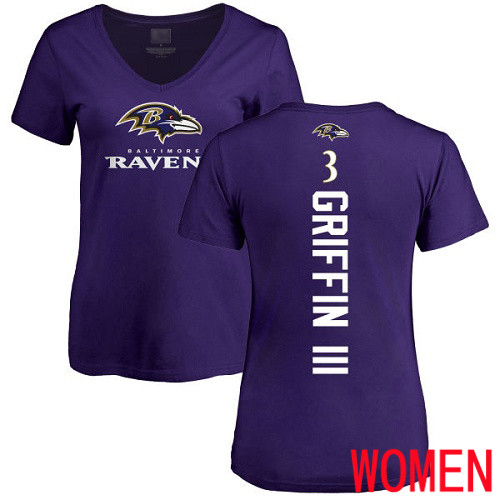Baltimore Ravens Purple Women Robert Griffin III Backer NFL Football #3 T Shirt